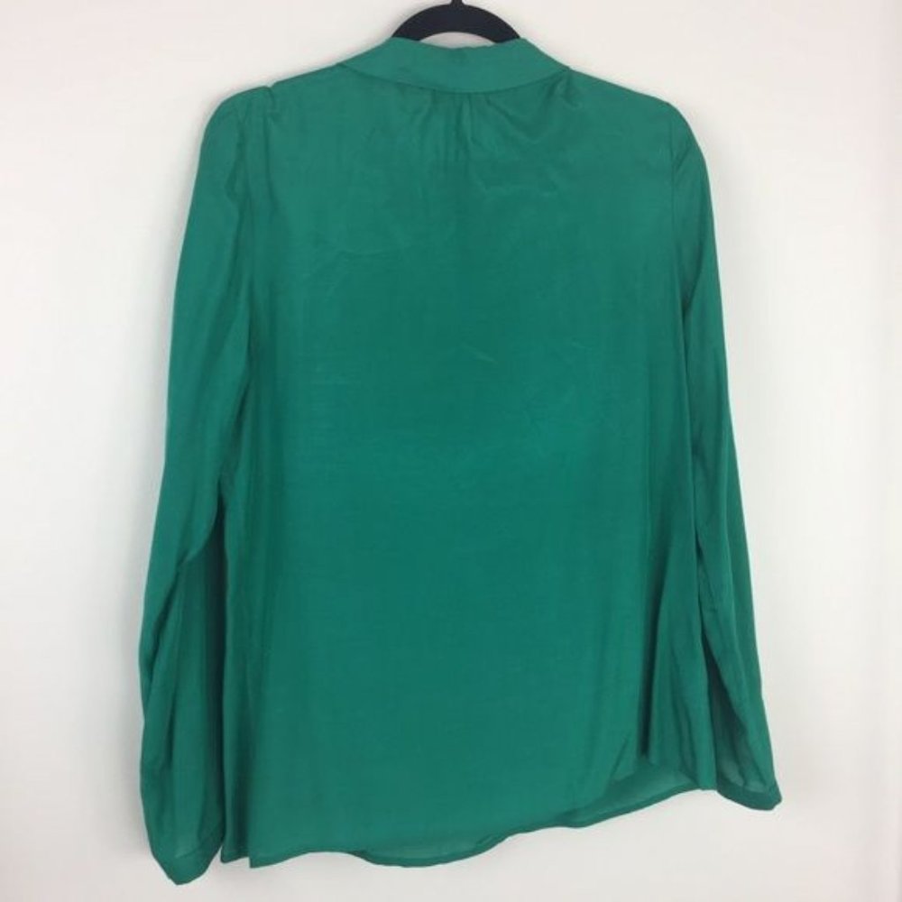 BODEN Green Silk Blend Peter Pan Tuileries Top Blouse sz 14 UK 18 Women's Plus - Picture 4 of 7